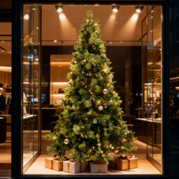 Shatchi 7FT Californian Boulder Bushy Look Luxurious Forest Green Artificial Christmas Tree Pine Cones Hinged Branches - thumbnail 3