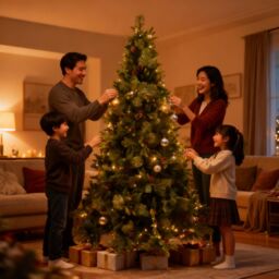 Shatchi 7FT Californian Boulder Bushy Look Luxurious Forest Green Artificial Christmas Tree Pine Cones Hinged Branches - thumbnail 6