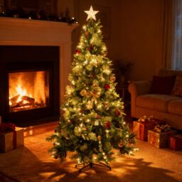 Shatchi 7FT Californian Boulder Bushy Look Luxurious Forest Green Artificial Christmas Tree Pine Cones Hinged Branches - thumbnail 5