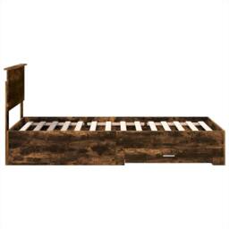 Berkfield Home Bed Frame Smoked Oak & Silver 75 x 190 cm Engineered Wood in Brown - thumbnail 8