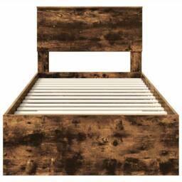 Berkfield Home Bed Frame Smoked Oak & Silver 75 x 190 cm Engineered Wood in Brown - thumbnail 7
