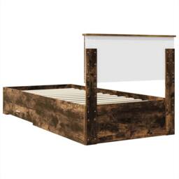 Berkfield Home Bed Frame Smoked Oak & Silver 75 x 190 cm Engineered Wood in Brown - thumbnail 9