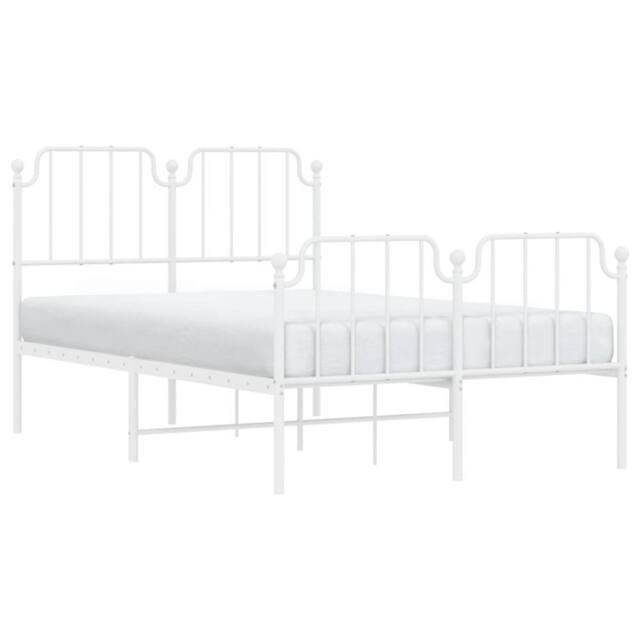 Berkfield Home Metal Bed Frame with Headboard & Footboard White 120x200 cm - Size: Small Double - image 1