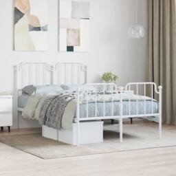 Berkfield Home Metal Bed Frame with Headboard & Footboard White 120x200 cm - Size: Small Double - thumbnail 2