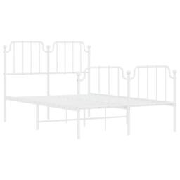 Berkfield Home Metal Bed Frame with Headboard & Footboard White 120x200 cm - Size: Small Double - thumbnail 4