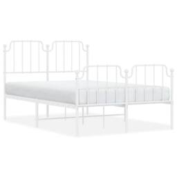 Berkfield Home Metal Bed Frame with Headboard & Footboard White 120x200 cm - Size: Small Double - thumbnail 3