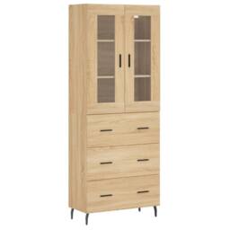 Berkfield Home Highboard Sonoma Oak 69.5x34x180 cm Engineered Wood in Tan