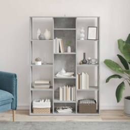Berkfield Home Room Divider/Book Cabinet Concrete Grey 100x24x140 cm Engineered Wood - Size: 100 x 24 x 140 cm - thumbnail 3