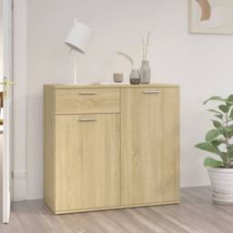 Berkfield Home Sideboard Sonoma Oak 80x36x75 cm Engineered Wood in Light Tan - Size: 80 x 36 x 75 cm - thumbnail 2
