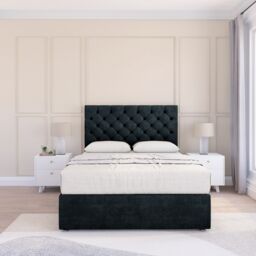"Sloomy Mayfair Naples Bed Set With 4 Drawers, Mattress & 26"" Headboard in Black - Size: Double" - thumbnail 2