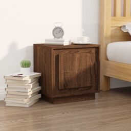 Berkfield Home Bedside Cabinet Brown Oak 44x35x45 cm Engineered Wood - Size: 44 x 35 x 45 cm