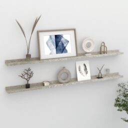 Berkfield Home Wall Shelves 2 pcs Concrete Grey 115x9x3 cm - Size: 115 x 9 x 3 cm - thumbnail 1