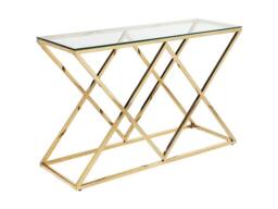 Vente-unique Tempered Glass & Steel Console - Golden - CHARLOTTE in Clear - thumbnail 5