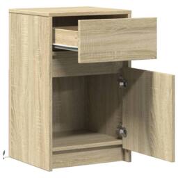 Berkfield Home Stylish Bedside Cabinets with LED Lights 2 pcs Sonoma Oak Enginee in Light Oak - thumbnail 9