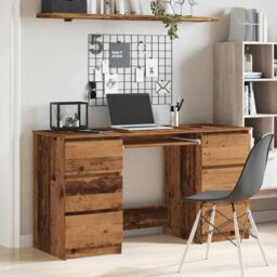 Berkfield Home Writing Desk Old Wood 140x50x77 cm Engineered Wood in Brown - Size: 140 x 50 x 77 cm - thumbnail 3