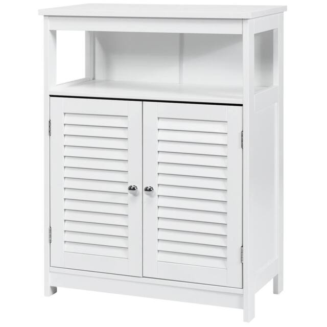 Havendro Wooden Bathroom Storage Cabinet Double Shutter Door in White - image 1