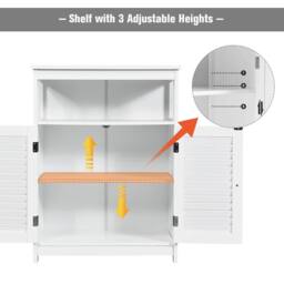 Havendro Wooden Bathroom Storage Cabinet Double Shutter Door in White - thumbnail 5