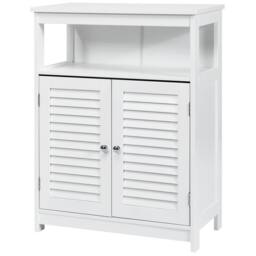 Havendro Wooden Bathroom Storage Cabinet Double Shutter Door in White - thumbnail 1