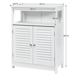 Havendro Wooden Bathroom Storage Cabinet Double Shutter Door in White - thumbnail 2