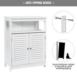 Havendro Wooden Bathroom Storage Cabinet Double Shutter Door in White - thumbnail 4