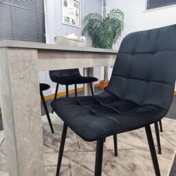 KOSY KOALA Stone Grey Effect Wood Dining Table Set with 4 Black Velvet Chairs Modern Dining Room Furniture in Brown - thumbnail 7