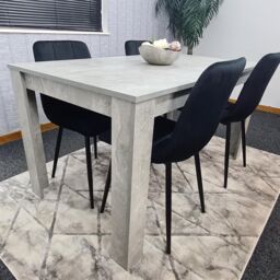 KOSY KOALA Stone Grey Effect Wood Dining Table Set with 4 Black Velvet Chairs Modern Dining Room Furniture in Brown - thumbnail 5