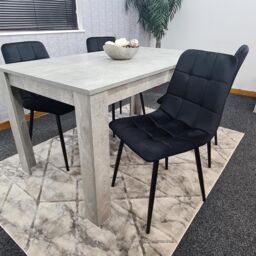 KOSY KOALA Stone Grey Effect Wood Dining Table Set with 4 Black Velvet Chairs Modern Dining Room Furniture in Brown - thumbnail 6