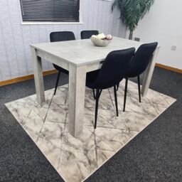 KOSY KOALA Stone Grey Effect Wood Dining Table Set with 4 Black Velvet Chairs Modern Dining Room Furniture in Brown - thumbnail 4