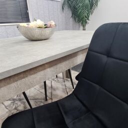KOSY KOALA Stone Grey Effect Wood Dining Table Set with 4 Black Velvet Chairs Modern Dining Room Furniture in Brown - thumbnail 8
