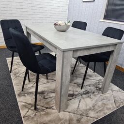 KOSY KOALA Stone Grey Effect Wood Dining Table Set with 4 Black Velvet Chairs Modern Dining Room Furniture in Brown - thumbnail 9