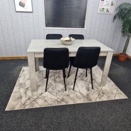 KOSY KOALA Stone Grey Effect Wood Dining Table Set with 4 Black Velvet Chairs Modern Dining Room Furniture in Brown - thumbnail 3