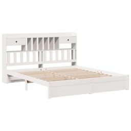 Berkfield Home Bookcase Bed without Mattress White 180x200cm Super King Solid Wood Pine - thumbnail 3