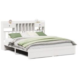 Berkfield Home Bookcase Bed without Mattress White 180x200cm Super King Solid Wood Pine - thumbnail 2