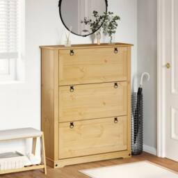 Berkfield Home Shoe Cabinet Corona 99x32x124.5 cm Solid Wood Pine in Brown - thumbnail 3