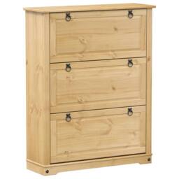 Berkfield Home Shoe Cabinet Corona 99x32x124.5 cm Solid Wood Pine in Brown - thumbnail 2