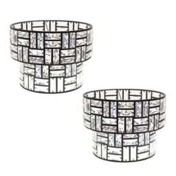 ValueLights Elise Pair of Acrylic Jewel Two Tier Easy Fit Lamp Shades with LED Bulbs in Black - thumbnail 4