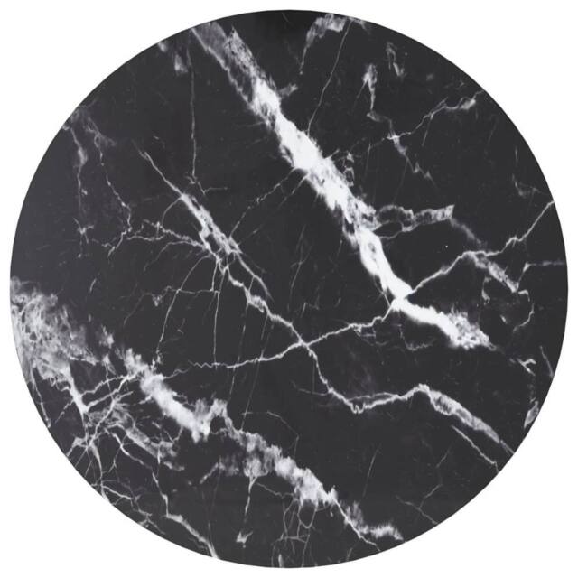 Berkfield Home Table Top Black Ã˜50x0.8 cm Tempered Glass with Marble Design - Size: 50x0.8 cm - image 1
