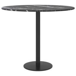 Berkfield Home Table Top Black Ã˜50x0.8 cm Tempered Glass with Marble Design - Size: 50x0.8 cm - thumbnail 3