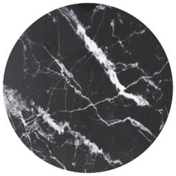 Berkfield Home Table Top Black Ã˜50x0.8 cm Tempered Glass with Marble Design - Size: 50x0.8 cm
