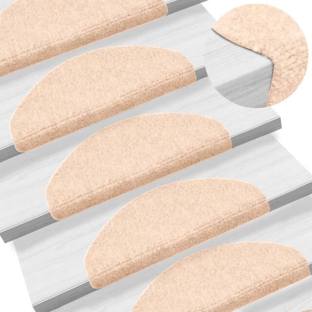 Berkfield Home 15 pcs Self-adhesive Stair Mats Needle Punch 65x21x4 cm Brown - Size: Medium - image 1