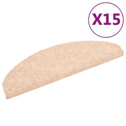 Berkfield Home 15 pcs Self-adhesive Stair Mats Needle Punch 65x21x4 cm Brown - Size: Medium - thumbnail 2