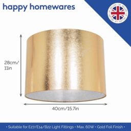 Happy Homewares Modern Designer Foil Effect Lamp Shade for Table or Ceiling Use in Gold - Size: 10 inches - thumbnail 6