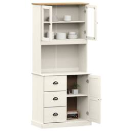 Berkfield Home Highboard VIGO White 78x40x175 cm Solid Wood Pine - Size: 78 x 40 x 175 cm - thumbnail 3