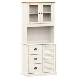 Berkfield Home Highboard VIGO White 78x40x175 cm Solid Wood Pine - Size: 78 x 40 x 175 cm - thumbnail 2