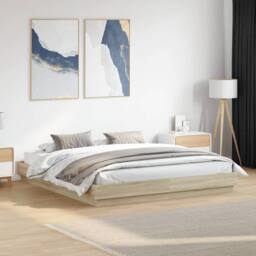 Berkfield Home Bed Frame without Mattress Sonoma Oak 200x200 cm in Light Tan - thumbnail 2