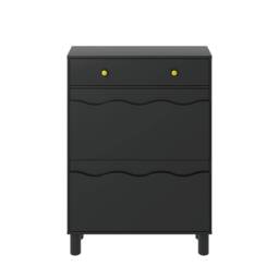KEEPREAPER Modern Shoe Cabinet with 2 Flip Drawers & 1 Pull-Out Drawer in Black - thumbnail 3