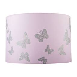 Happy Homewares Modern Feminine Soft Pink Lamp Shade with Silver Glitter Butterflies - Size: 12 inches - thumbnail 4