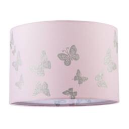 Happy Homewares Modern Feminine Soft Pink Lamp Shade with Silver Glitter Butterflies - Size: 12 inches - thumbnail 1