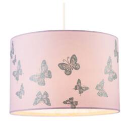 Happy Homewares Modern Feminine Soft Pink Lamp Shade with Silver Glitter Butterflies - Size: 12 inches - thumbnail 2