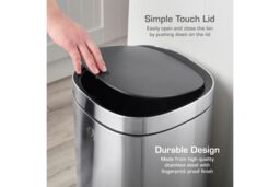 Swan 12L Touch Bin in Silver - Size: A - thumbnail 4